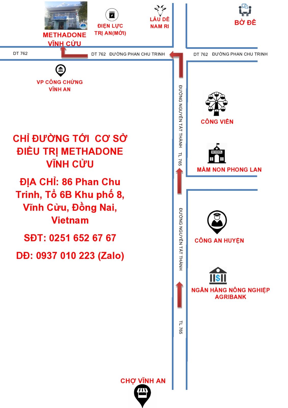 Chỉ đường tới cơ sở Methadone số 8 - Cơ sở Methadone Vĩnh Cửu
