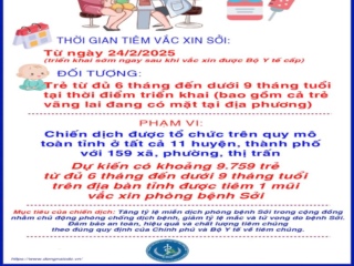 LỊCH TIÊM VẮC XIN SỞI CHO TRẺ TỪ ĐỦ 6 THÁNG TUỔI ĐẾN DƯỚI 9 THÁNG TUỔI.